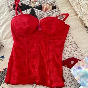 Victoria’s Secret Sexy Little Things Red Lace Corset Top